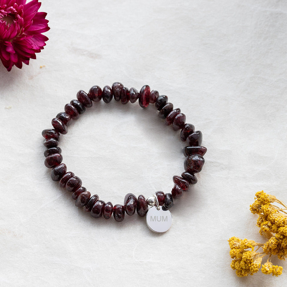Garnet Crystal Chip Bracelet - Djuna Studios