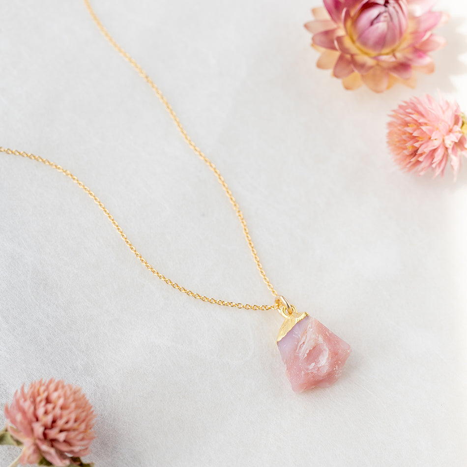 Raw Pink Opal Gold Dipped Necklace - Djuna Studios