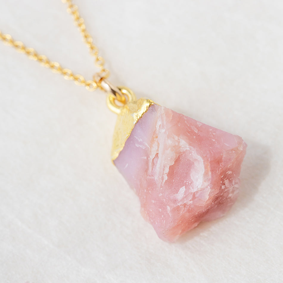 Raw Pink Opal Gold Dipped Necklace - Djuna Studios