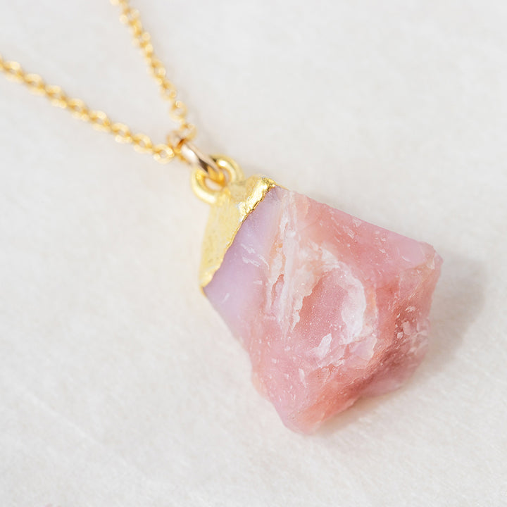 Raw Pink Opal Gold Dipped Necklace - Djuna Studios