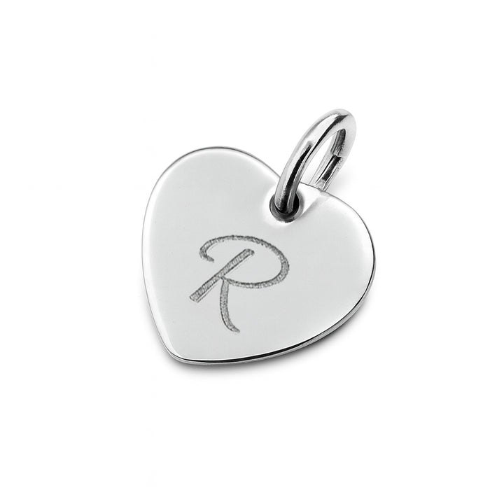 Silver Engraved Initial Heart Charm