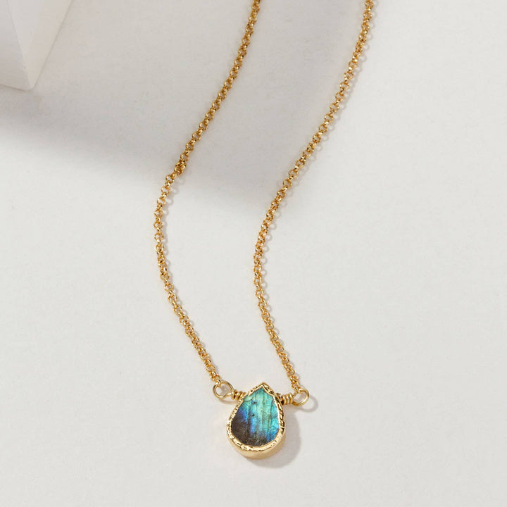 Raw Labradorite Slice Necklace – Natural Stone Pendant
