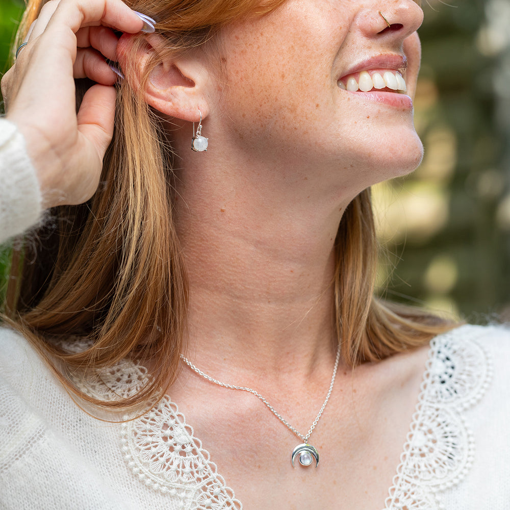 Crescent Moonstone Necklace - Djuna Studios