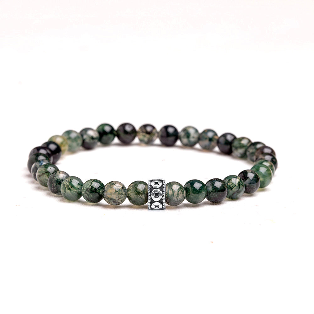 Men's Moss Agate Gemstone Bracelet 6mm - Djuna Studios