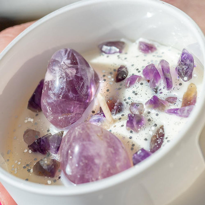 Amethyst Crystal Candle – Focus, Mental Clarity & Relaxation | Handmade in UK