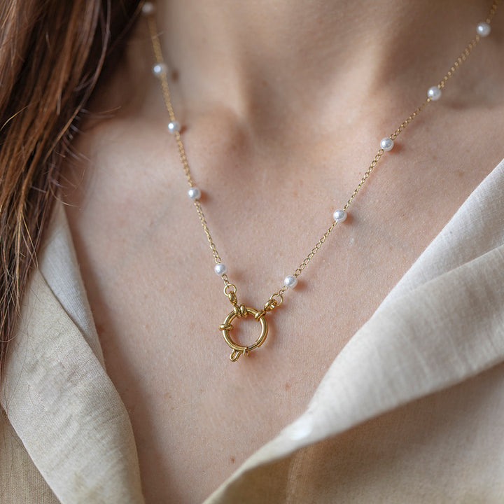 Pearl Satellite Spring Loaded Clasp Chain