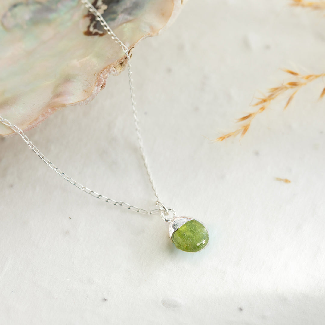 Teardrop Peridot Necklace - Sterling Silver