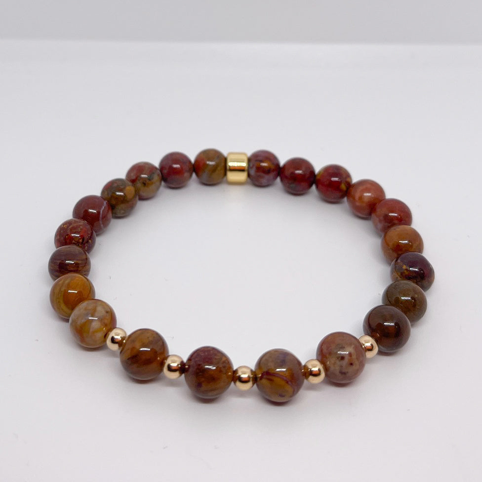 Petrified Wood Gemstone Bracelet 8mm - Djuna Studios