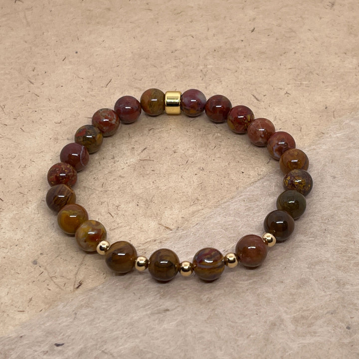 Petrified Wood Gemstone Bracelet 8mm - Djuna Studios