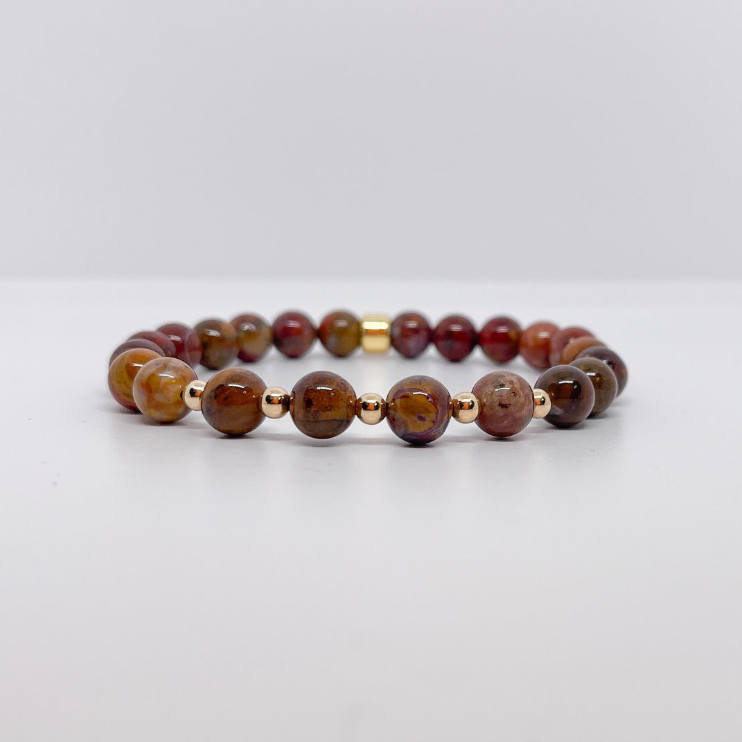 Petrified Wood Gemstone Bracelet 8mm - Djuna Studios