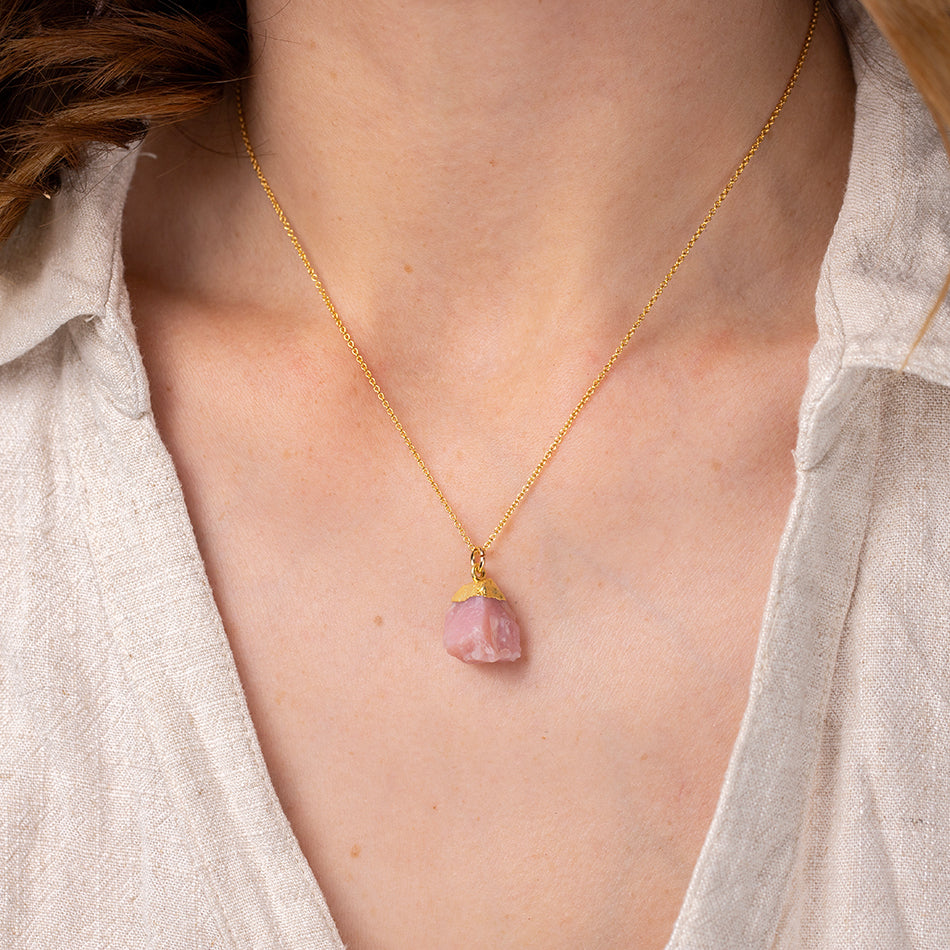Raw Pink Opal Gold Dipped Necklace - Djuna Studios
