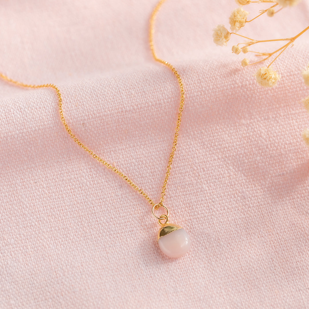Tiny Teardrop Pink Opal Necklace - Djuna Studios
