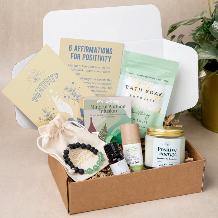 Wellness Gift Box for Positivity – Crystals, Affirmations & Self-Care Items