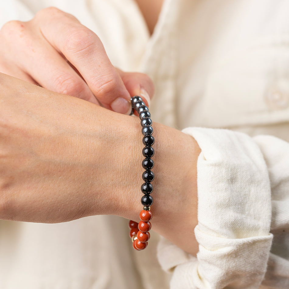 Strength & Stability: Red Jasper, Black Tourmaline & Hematite Bracelet - Djuna Studios