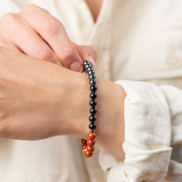Strength & Stability: Red Jasper, Black Tourmaline & Hematite Bracelet - Djuna Studios
