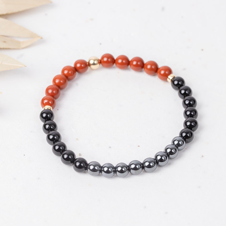 Strength & Stability: Red Jasper, Black Tourmaline & Hematite Bracelet - Djuna Studios