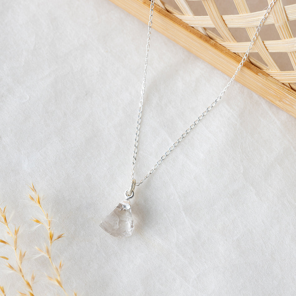 Raw Quartz Necklace Silver Dipped - Djuna Studios