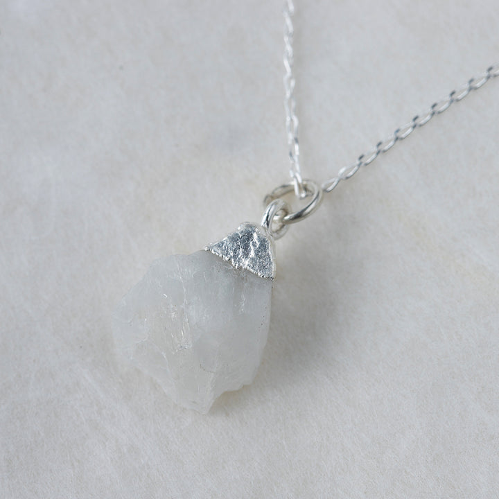 Raw Moonstone Necklace with Silver Dipped Pendant - Djuna Studios