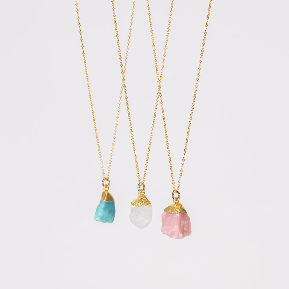 Raw Moonstone Necklace with Gold Dipped Pendant - Djuna Studios