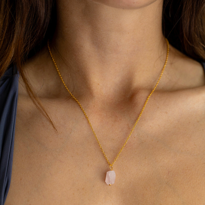 Raw Rose Quartz Pendant Necklace – Healing Crystal Jewellery for Self-Love