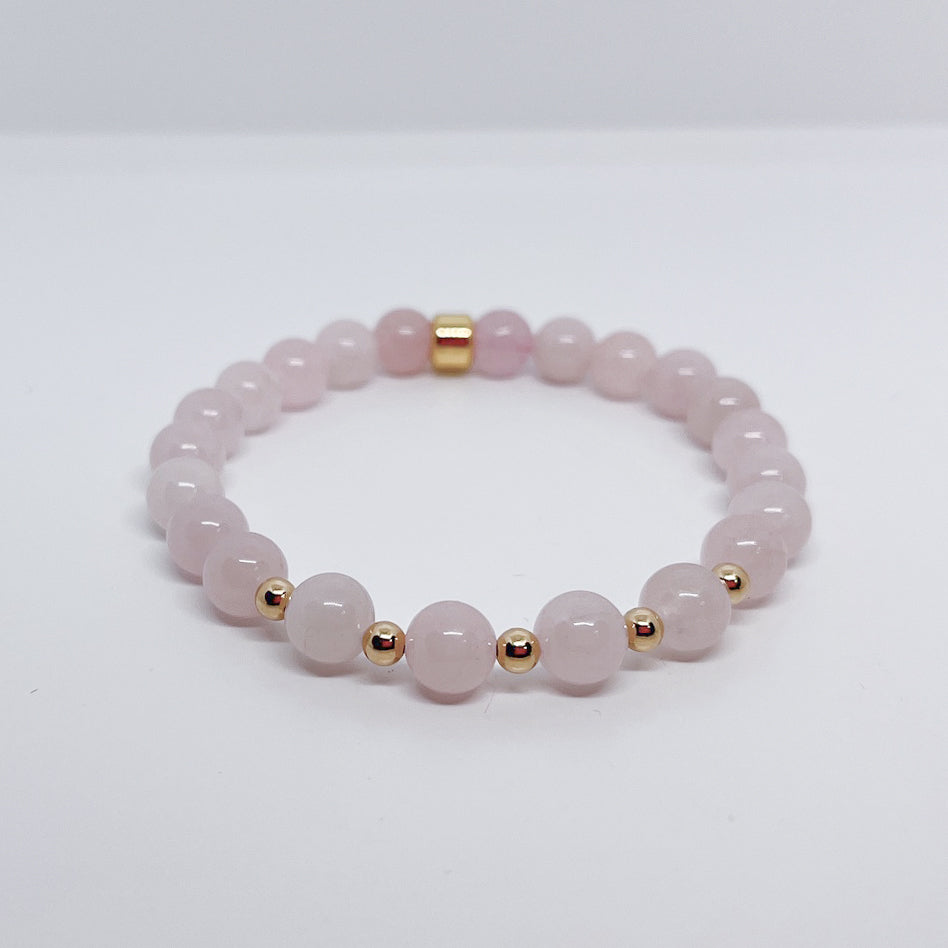 Rose Quartz Gemstone Bracelet 8mm - Djuna Studios