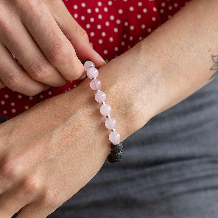 Rose Quartz and Lava Stone Bracelet - Djuna Studios