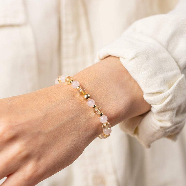 Rose Quartz and Citrine Gemstone Bracelet - 6mm - Djuna Studios