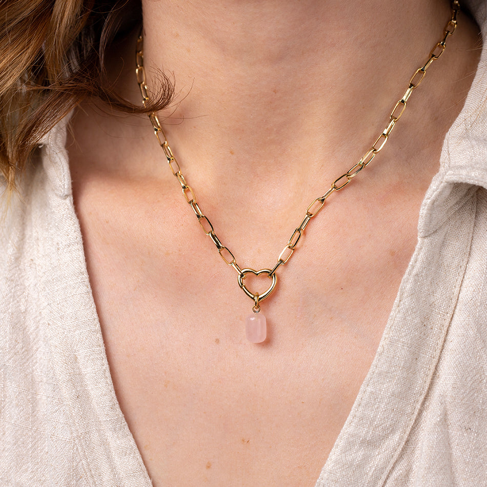 Listen to Your Heart - Rose Quartz Necklace - Djuna Studios