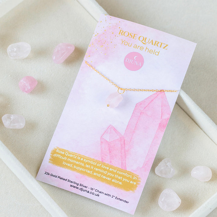 Raw Rose Quartz Pendant Necklace – Healing Crystal Jewellery for Self-Love