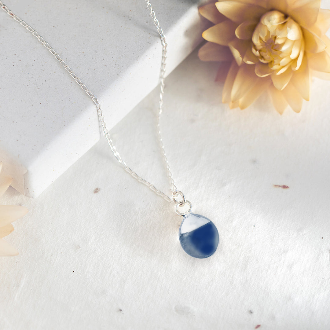 Teardrop Sapphire Necklace - Sterling Silver