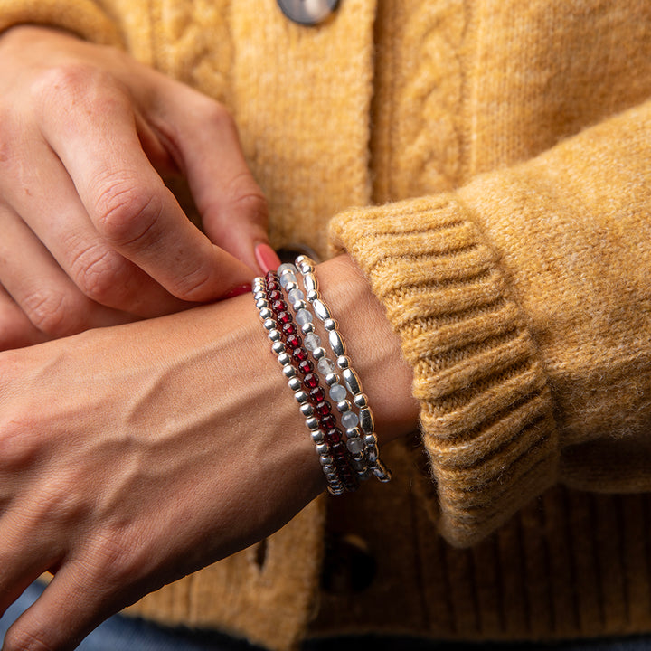 Silver 4mm Bead Round/Rice Bracelet