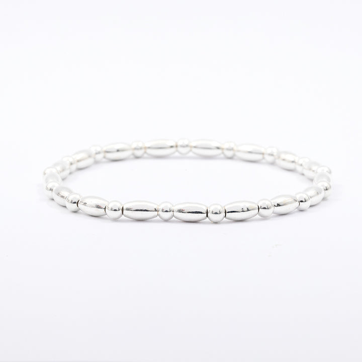 Silver 4mm Bead Round/Rice Bracelet