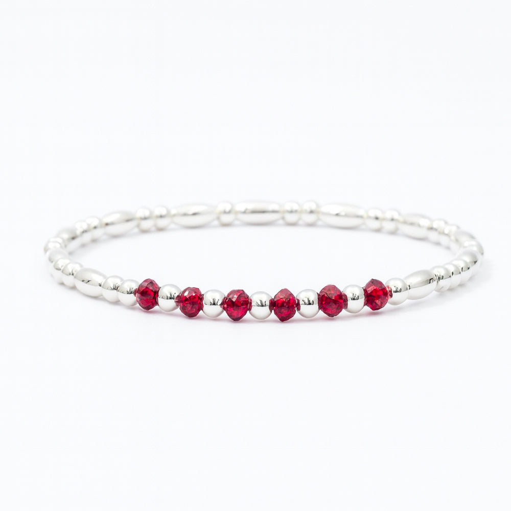 Silver 4mm Birthstone Bracelet