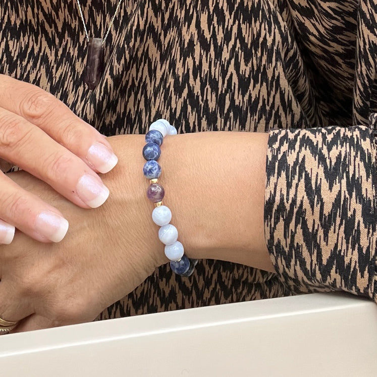 Tranquil Harmony - Sodalite and Amethyst Bracelet - Djuna Studios