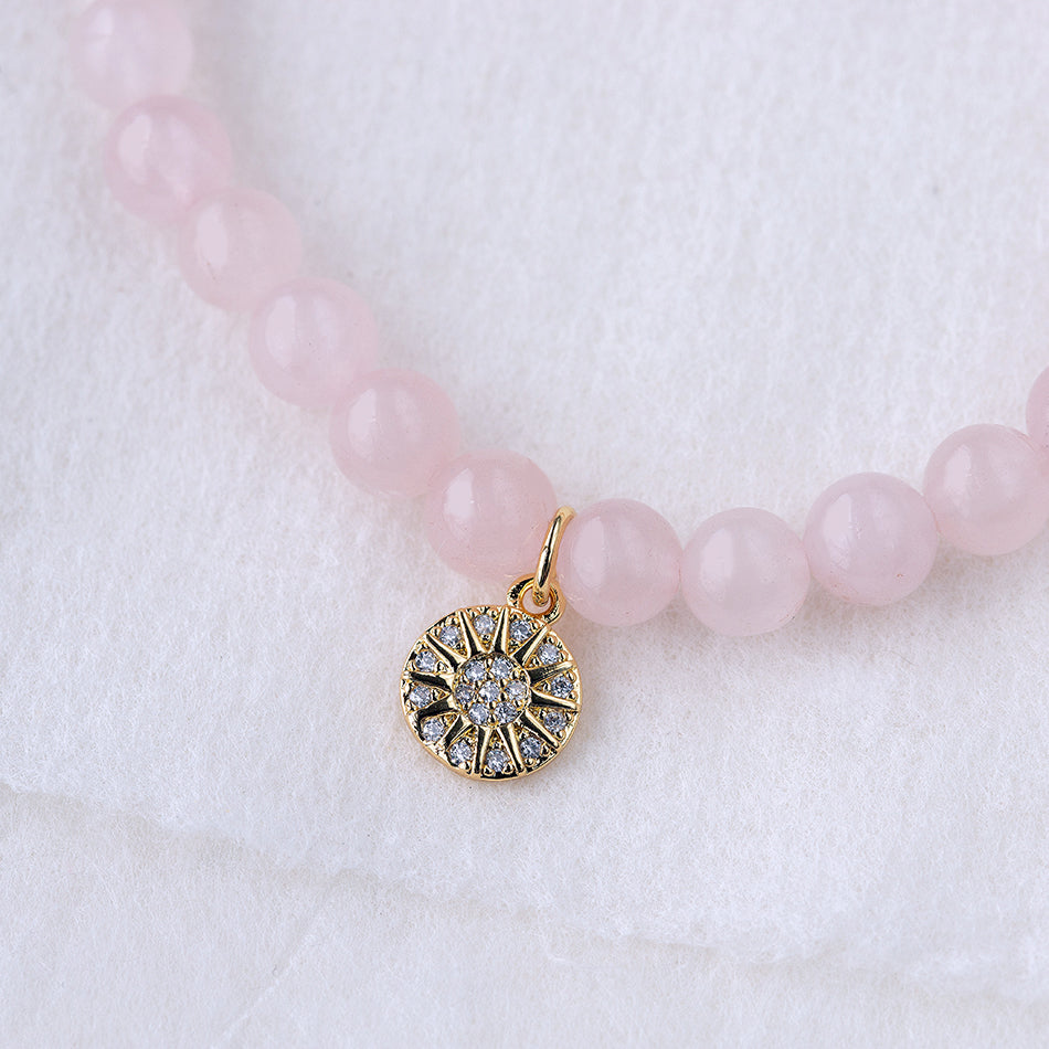 Rose Quartz Bracelet with Celestial Charm - Djuna Studios