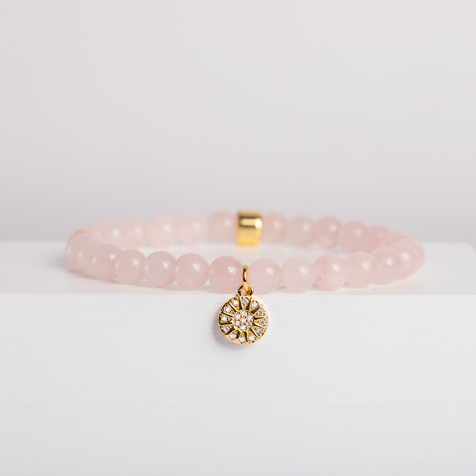 Rose Quartz Bracelet with Celestial Charm - Djuna Studios