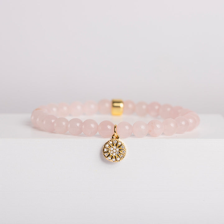Rose Quartz Bracelet with Celestial Charm - Djuna Studios