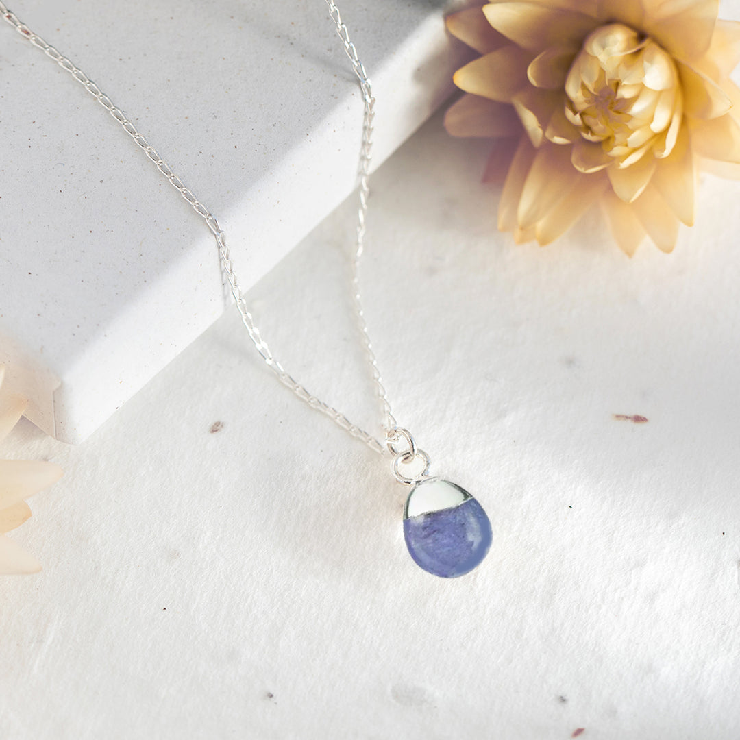 Teardrop Tanzanite Necklace - Sterling Silver