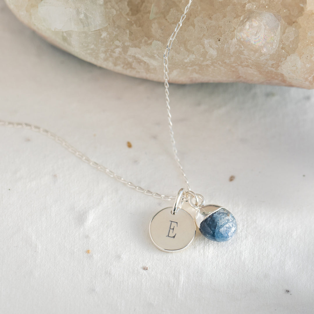 Initial Teardrop Tanzanite Necklace - Sterling Silver