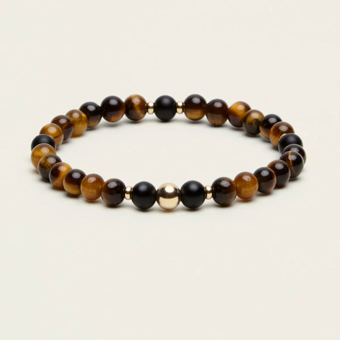 Tiger Eye & Black Tourmaline Gemstone Bracelet - 6mm - Djuna Studios