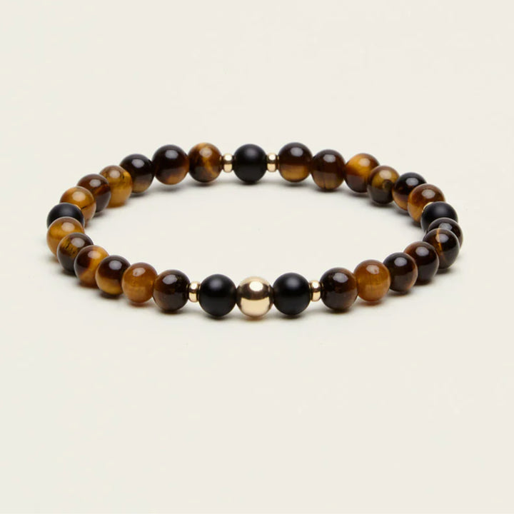 Tiger Eye & Black Tourmaline Gemstone Bracelet - 6mm - Djuna Studios