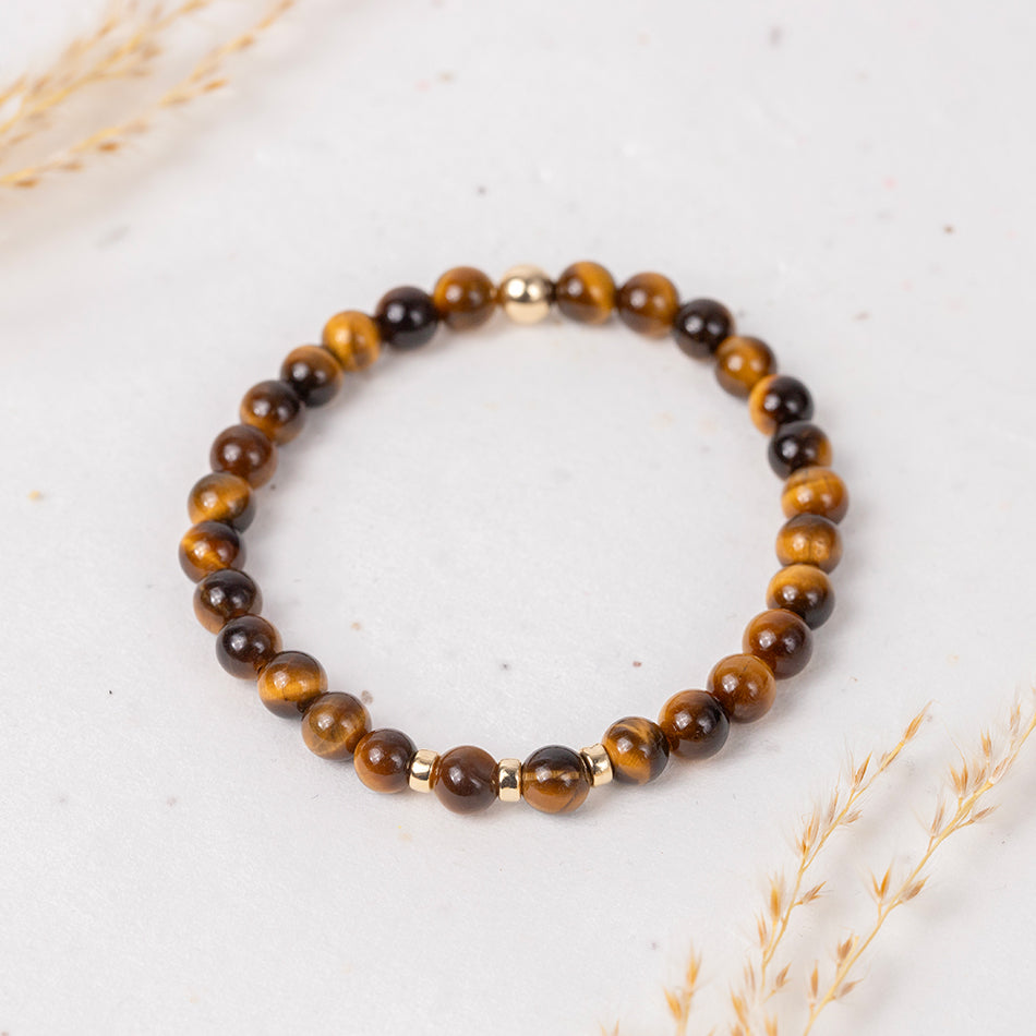 Tiger Eye Gemstone Bracelet - 6mm Beads - Djuna Studios