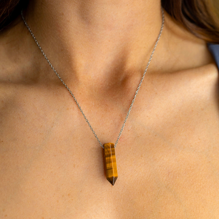 Tiger’s Eye Point Pendant Necklace – Healing Crystal Jewellery for Courage & Motivation