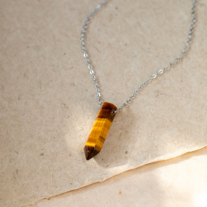 Tiger’s Eye Point Pendant Necklace – Healing Crystal Jewellery for Courage & Motivation