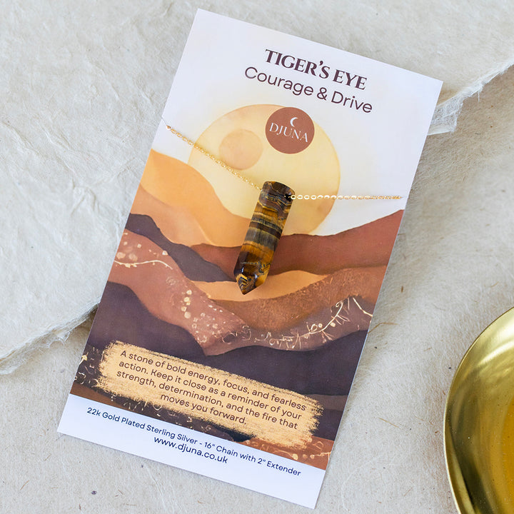 Tiger’s Eye Point Pendant Necklace – Healing Crystal Jewellery for Courage & Motivation