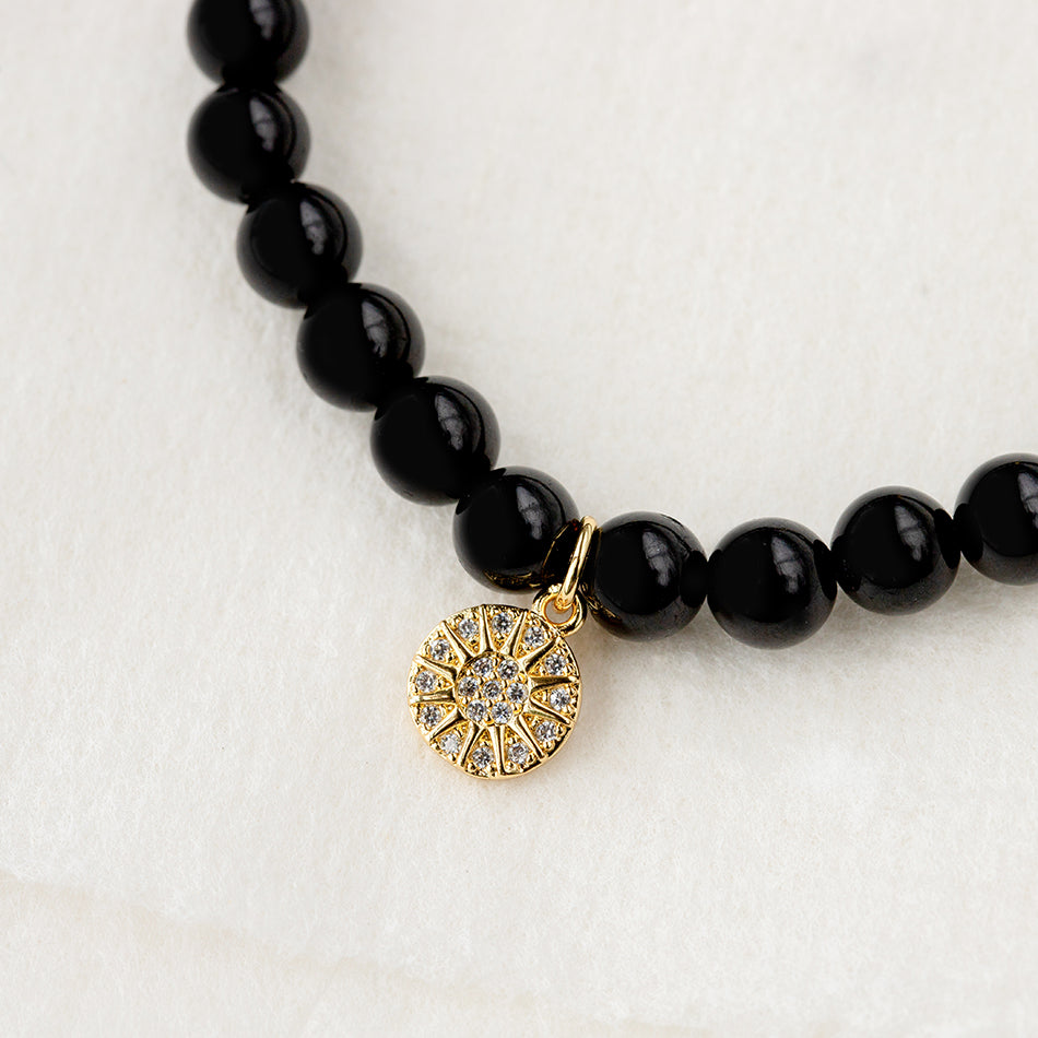 Black Tourmaline Bracelet with Celestial Charm - Djuna Studios