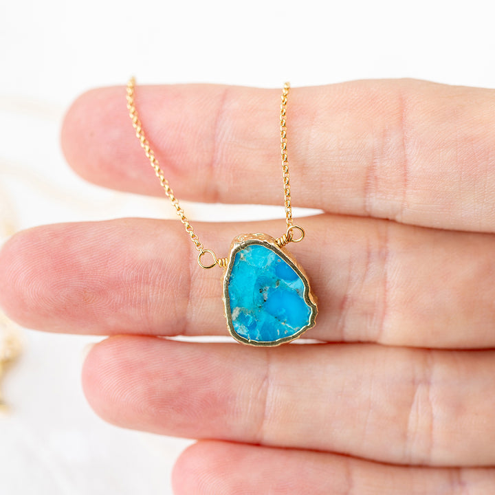Raw Turquoise Slice Necklace – Natural Stone Pendant