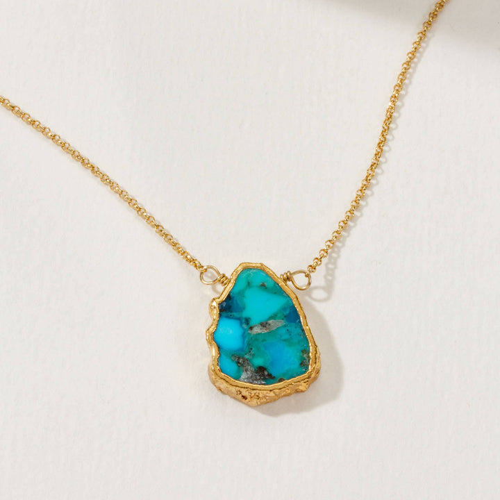 Raw Turquoise Slice Necklace – Natural Stone Pendant