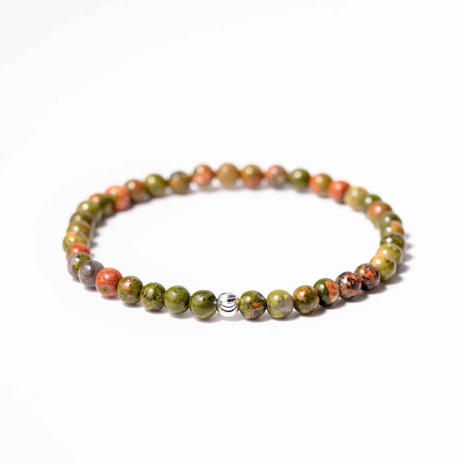 Unakite Gemstone Bracelet 4mm - Djuna Studios