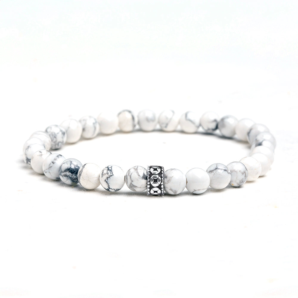 Men's White Howlite Gemstone Bracelet 6mm - Djuna Studios